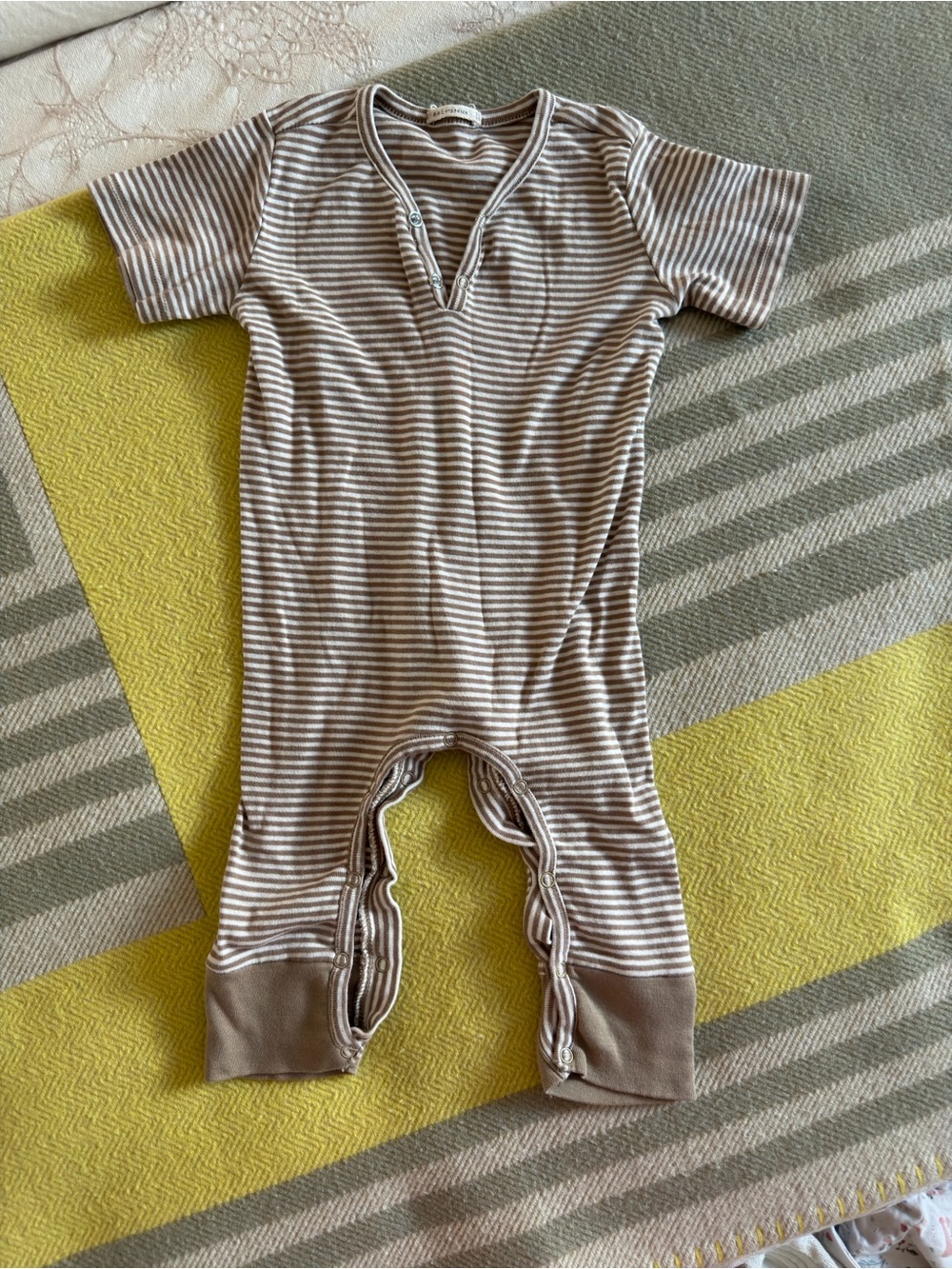 Striped Short-Sleeve Baby onesie in Brown and White
